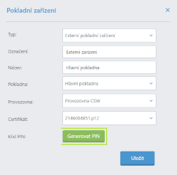 Vygenerování PIN pro propojení s Profi Účtenkou Vygenerování PIN pro propojení s Profi Účtenkou