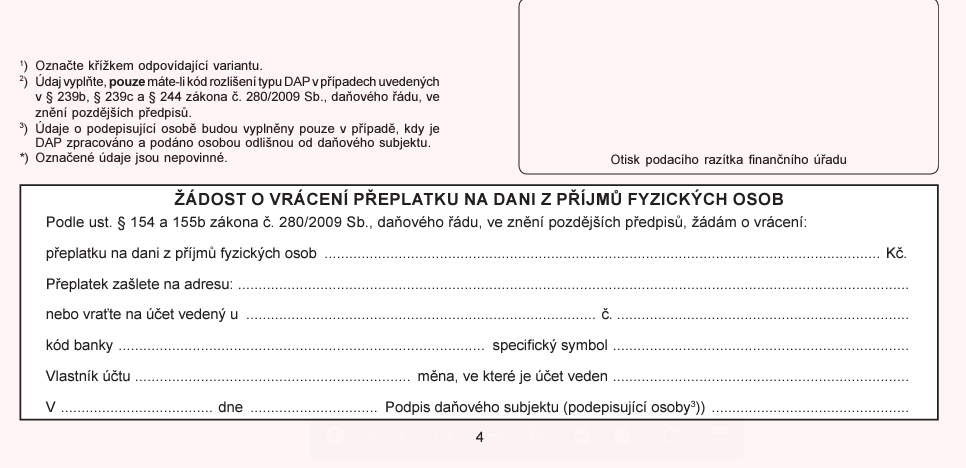 Jak požádat o vrácení přeplatku na dani z příjmu?