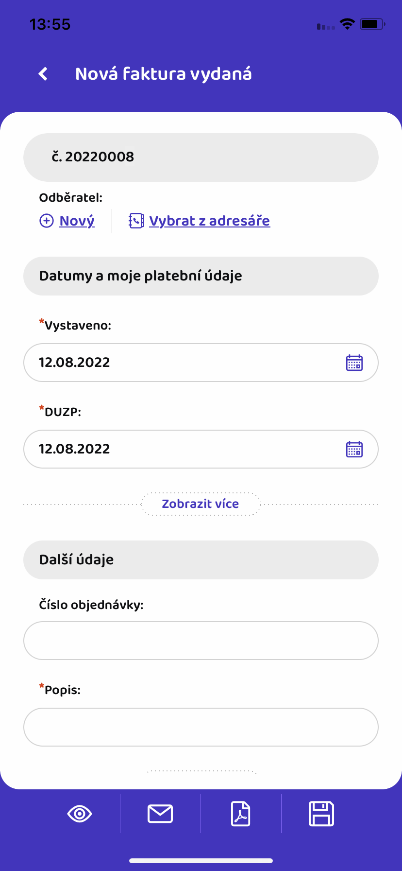 Platební údaje