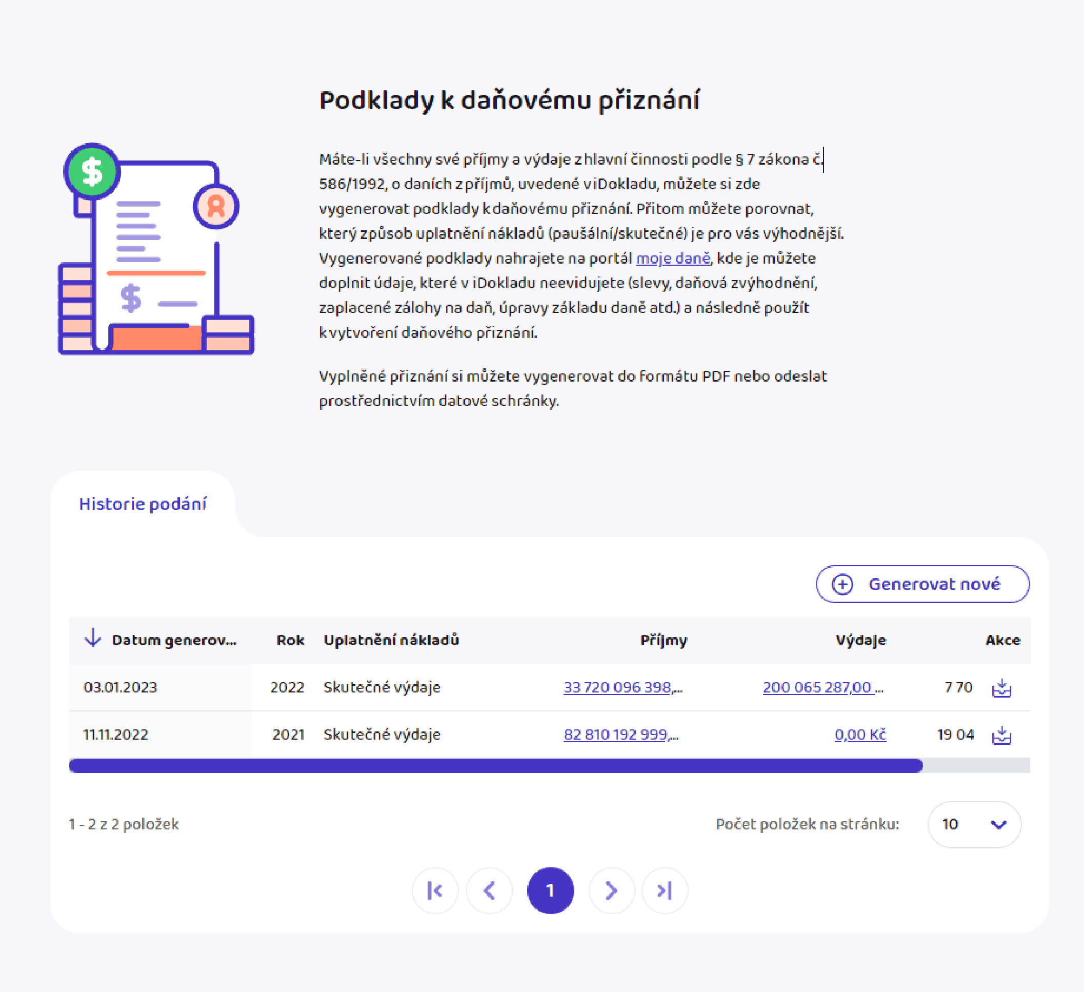 Podklady k přiznání